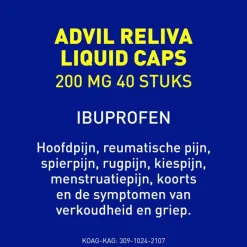 Discount Advil Reliva Liquid-Caps 200 mg Ibuprofen voor Pijn en Koorts 40 stuks
