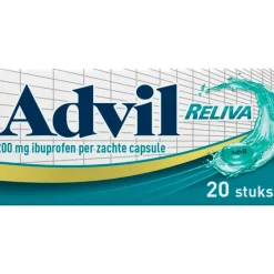 Hot Advil Reliva Liquid-Caps 200 mg Ibuprofen voor Pijn en Koorts 20 stuks
