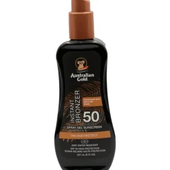 Clearance Australian Gold Tan & Protect Instant Bronzer Zonnebrand Spray Gel SPF50 237 ML