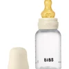 Hot Bibs Babyfles 150 ML Ivory met Latex speen en opvouwbaar trechtertje