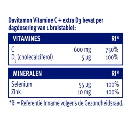 New Davitamon Forte Vitamine C + Extra D3 Bruistabletten 15 stuks