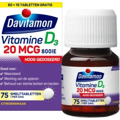 Best Davitamon Vitamine D3 20 mcg Smelttabletten 60+15 stuks