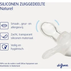 Best Difrax Fopspeen Natural 6 Maanden Donkergrijs BPA-vrij