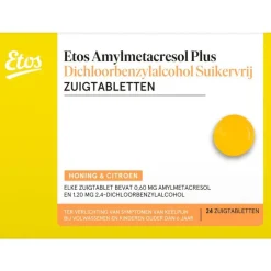Outlet Etos Honing & Citroen zuigtablet, Amylmetacresol Plus Dichloorbenzylalcohol
