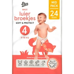 Best Etos Luierbroekjes Maxi Maat 4 9-15 kg Mid Pack 24 stuks