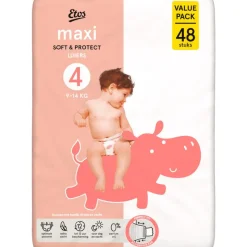 Hot Etos Luiers Maxi Maat 4 9-14 kg Value Pack 48 stuks