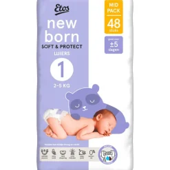 Best Etos Luiers Newborn Maat 1 2-5 kg Mid Pack 48 stuks