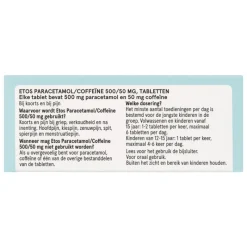 New Etos Paracetamol/Coffeïne 500/50 mg 20 stuks