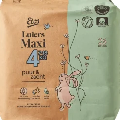 Clearance Etos Puur & Zacht Luiers Maxi Maat 4 7-18 kg 26 stuks