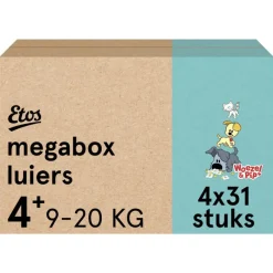 Online Etos Woezel & Pip Luiers Maxi+ Maat 4 9-20 kg Megabox 4x31 stuks