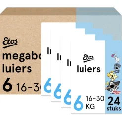 Online Etos Woezel & Pip Luiers XL Maat 6 16-30 kg Megabox 4x24 stuks