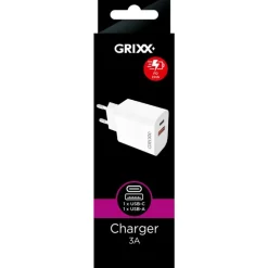 Grixx Charger USB-C + USB-A White
