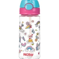 Clearance Nûby Beker met Zacht Rietje en Drukknop Uit Tritan Roze 3+ J 540 ML