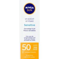 Hot NIVEA SUN Gezichtszonnecrème Sensitive SPF50 50 ML