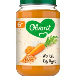 Clearance Olvarit Wortel Kip Rijst Babyhapje 6+ maanden 200 GR