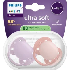 Sale Philips Avent Fopspeen Ultra Soft 6-18M Double Pack, mixed - SCF091/44