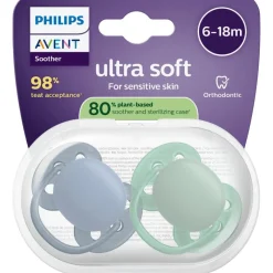 Sale Philips Avent Fopspeen Ultra Soft 6-18M Double Pack, mixed - SCF091/44