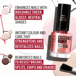 Hot Rimmel London Wonder'Bond Care+Color Nagellak - Roze - 003 Slip Dress