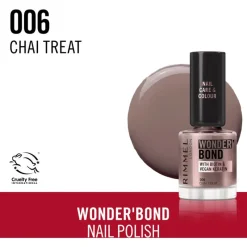 Hot Rimmel London Wonder'Bond Care+Color Nagellak - Bruin - 006 Chai Treat