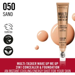 Sale Rimmel London Rimmel Multi-Tasker Wake Me Up Concealer en Foundation 050 Sand