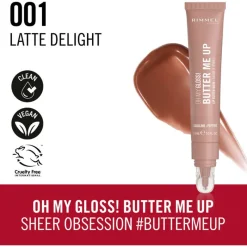 Clearance Rimmel London Rimmel Oh My Gloss Butter Me Up Lip Butter - Bruin - 001 Latte Delight