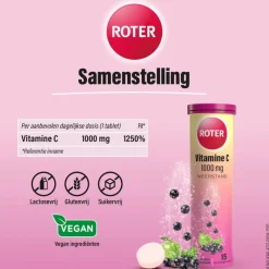 New Roter Vitamine C 1000mg Bruistabletten Appel/Zwarte Bes15 stuks
