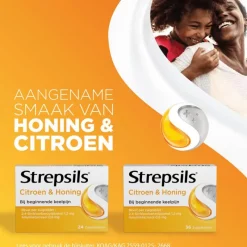New Strepsils Citroen & Honing Zuigtabletten 24 Stuks