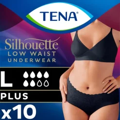 Hot Tena Silhouette Plus Low Waist Wegwerp Broekjes Zwart L 10 stuks