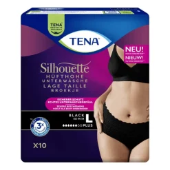 Hot Tena Silhouette Plus Low Waist Wegwerp Broekjes Zwart L 10 stuks