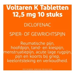 Discount Voltaren K 12,5 MG Pijnstiller Filmomhulde Tabletten Diclofenac-Kalium 10 stuks