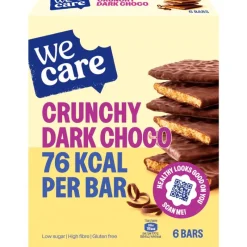 Sale We Care WeCare Bars Crunchy Dark Choco 6 stuks